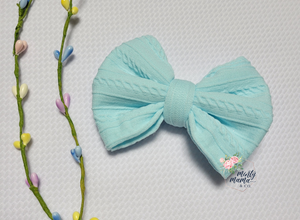 Braided Knit Fabric Bow:: Pastel Blue