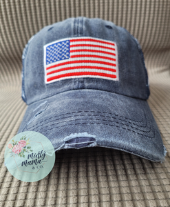 RTS:: Distressed Hat with American Flag