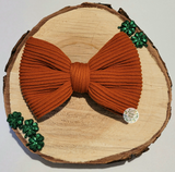 Ribbed Knit Fabric Bow:: Burnt Orange