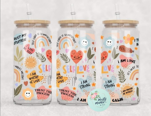 Glass Can Tumbler:: Colorful Self-Love