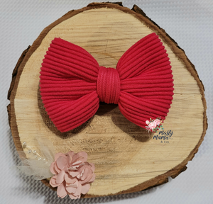 Ribbed Knit Fabric Bow:: Hot Pink