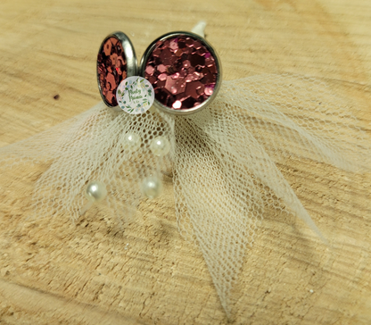 Earring Studs:: Dark Rose Glitter