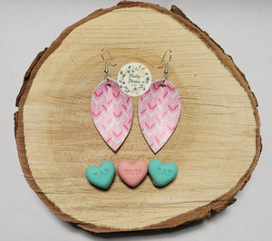 Dangle Earrings:: Pinch Pink Valentine Chevron