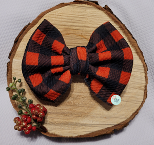 Fabric Bow:: Red Buffalo Plaid