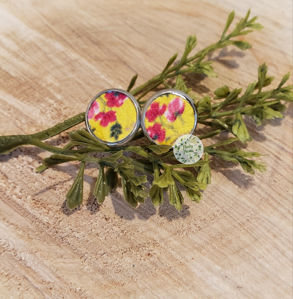 Earring Studs:: Mustard Floral