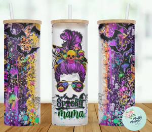 25 oz. Glass Can Tumbler:: Spooky Mama