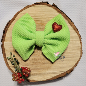 Fabric Bow:: Green Guy Big Heart