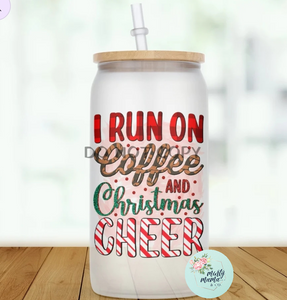 Glass Can Tumbler:: Coffee and Christmas Cheer