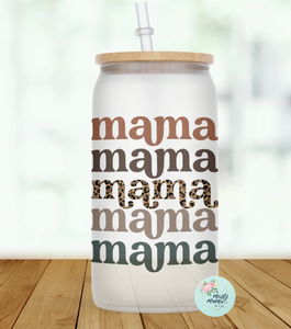 Frosted Glass Can Tumbler:: Mama Stacked