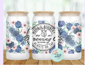 Glass Can Tumbler:: Mama's Boobery