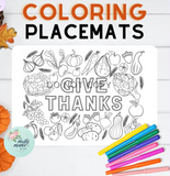 Coloring REUSABLE Placemats:: Thanksgiving Themed