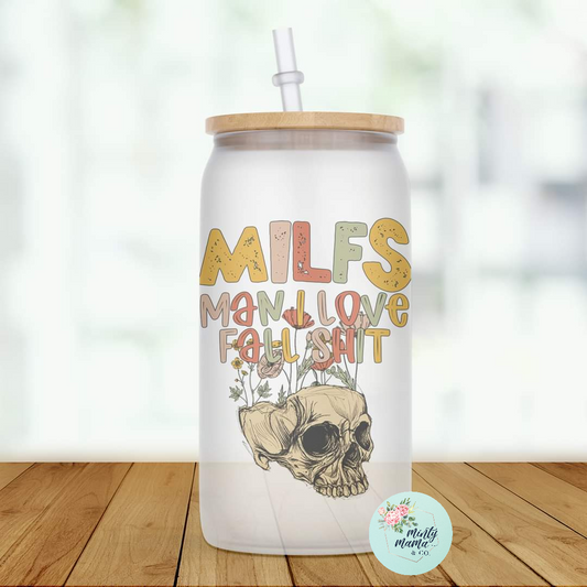 Glass Can Tumbler:: Man I Love Fall