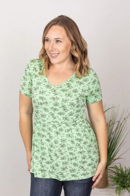 *SALE*: Sarah Ruffle Top:: Mint Floral