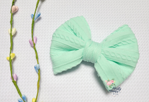 Braided Knit Fabric Bow:: Mint