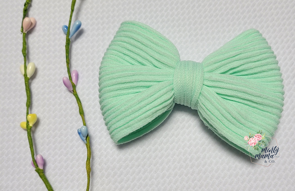 Ribbed Knit Fabric Bow:: Mint