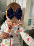 Braided Knit Fabric Bow:: Navy