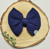 Braided Knit Fabric Bow:: Navy