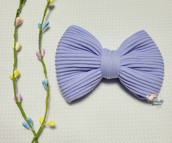 Ribbed Knit Fabric Bow:: Lavender