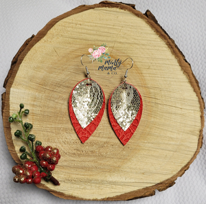 Dangle Earrings:: Christmas Red Lace