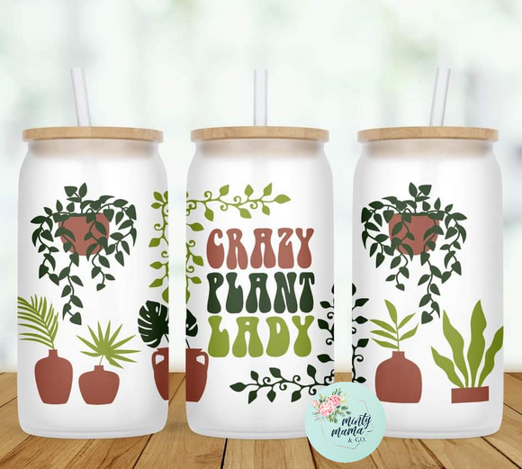 Glass Can Tumbler:: Plant Lady