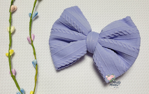 Braided Knit Fabric Bow:: Pastel Lilac