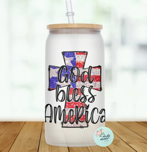 Glass Can Tumbler:: God Bless