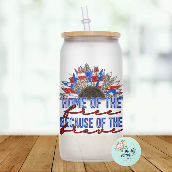 Glass Can Tumbler:: Home of The Free