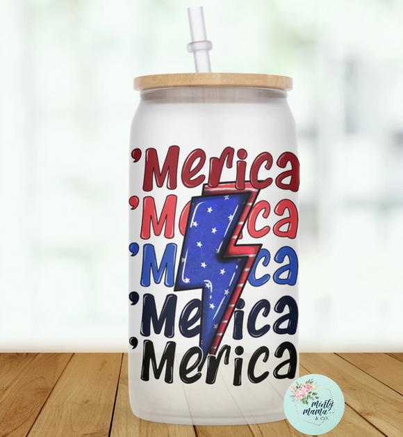 Glass Can Tumbler:: 'Merica