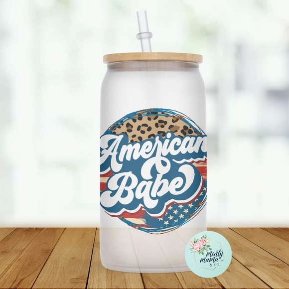 Glass Can Tumbler:: American Babe