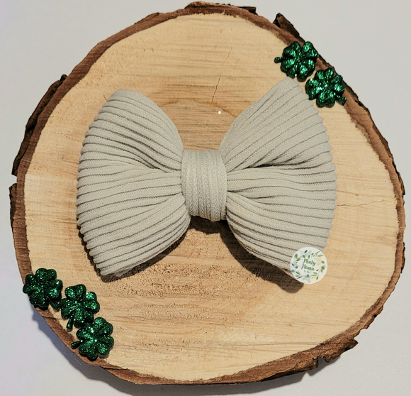 Ribbed Knit Fabric Bow:: Sage