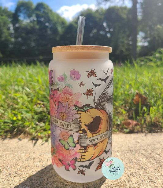 Glass Can Tumbler:: Sorta Sweet Sorta Spooky