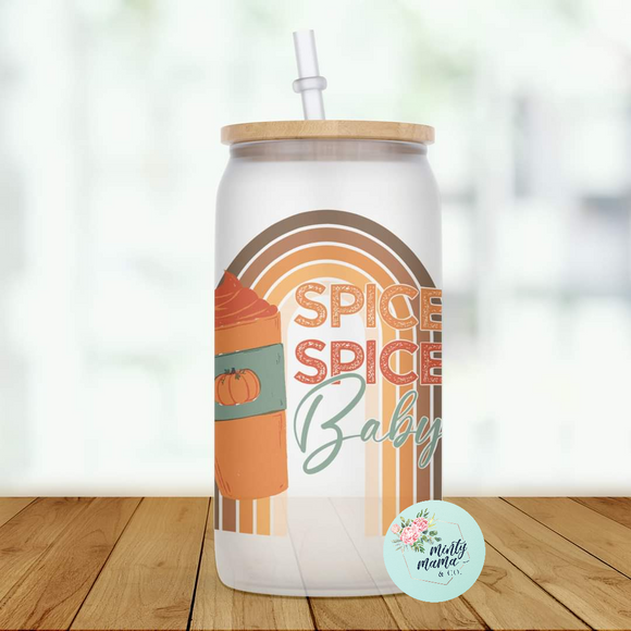 Glass Can Tumbler:: Spice Spice Baby