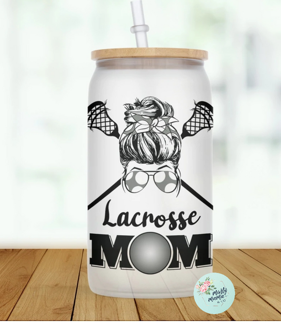 Glass Can Tumbler:: Lacrosse Mom