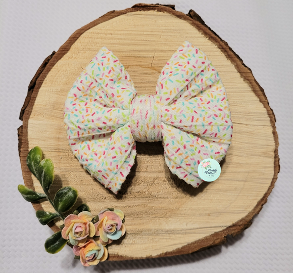 Braided Knit Fabric Bow:: Sprinkles