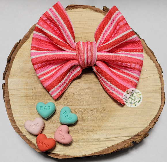 Fabric Bow:: Red & Pink Stripes