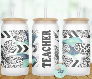 Glass Can Tumbler:: Pattern Personalized Name