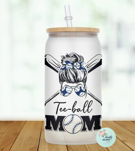 Glass Can Tumbler:: Teeball Mama