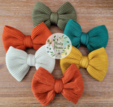 Ribbed Knit Fabric Bow:: Burnt Orange