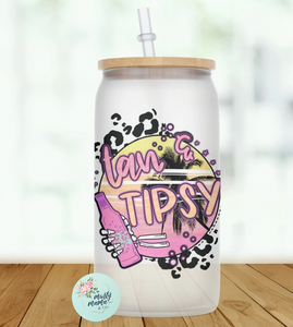 Glass Can Tumbler:: Tan & Tipsy