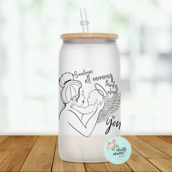 Glass Can Tumbler:: Angel Mommy