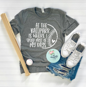 TODDLER/YOUTH Tee:: At the Ballpark-WHITE PRINT