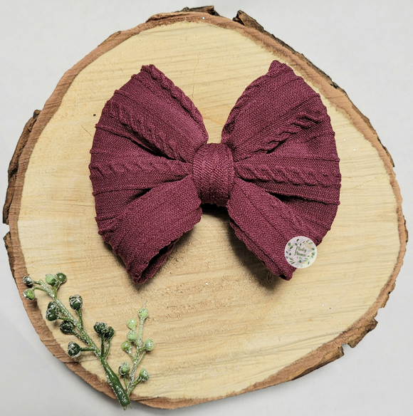 Braided Knit Fabric Bow:: Maroon